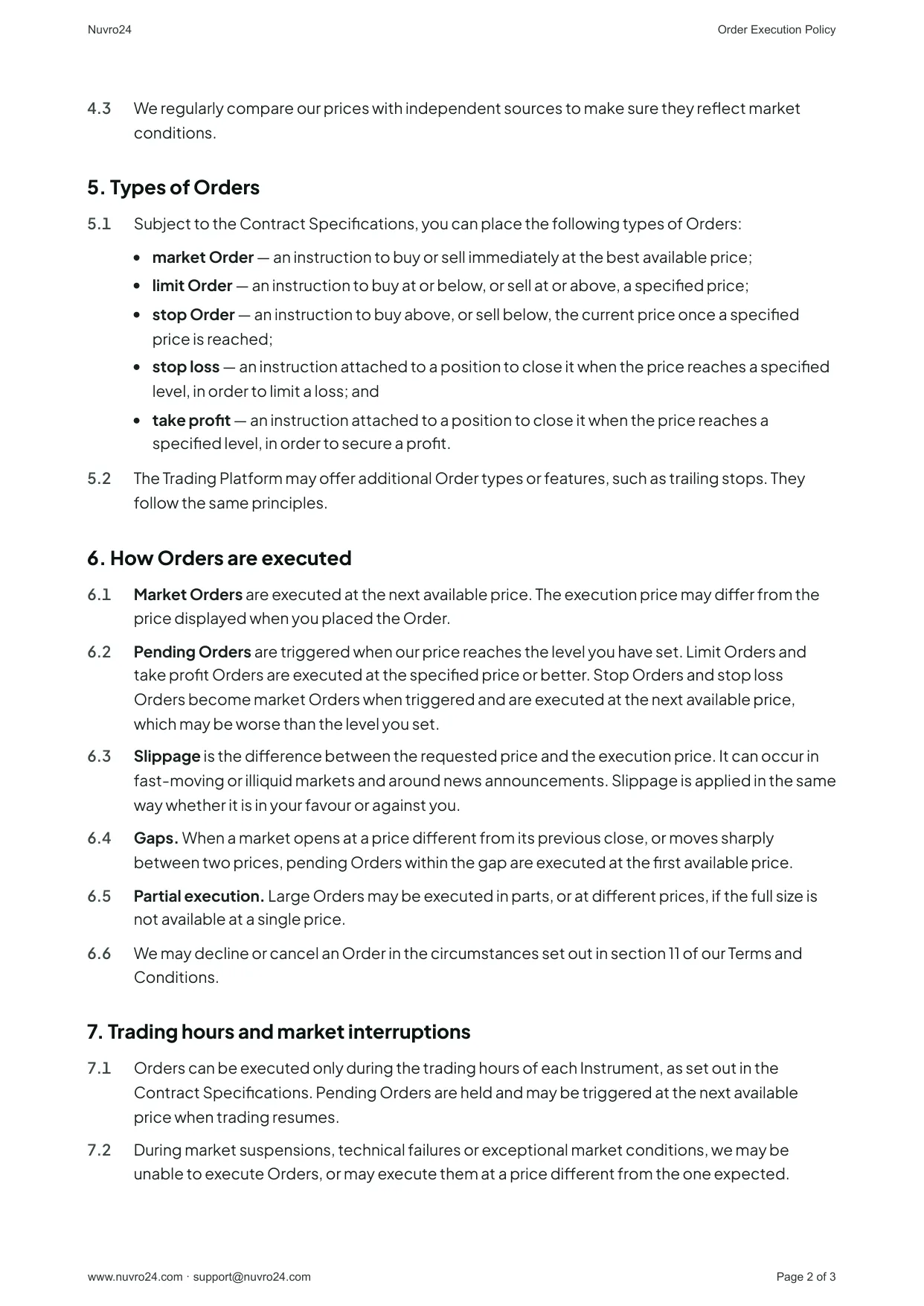 Order Execution Policy, page 2 of 3
