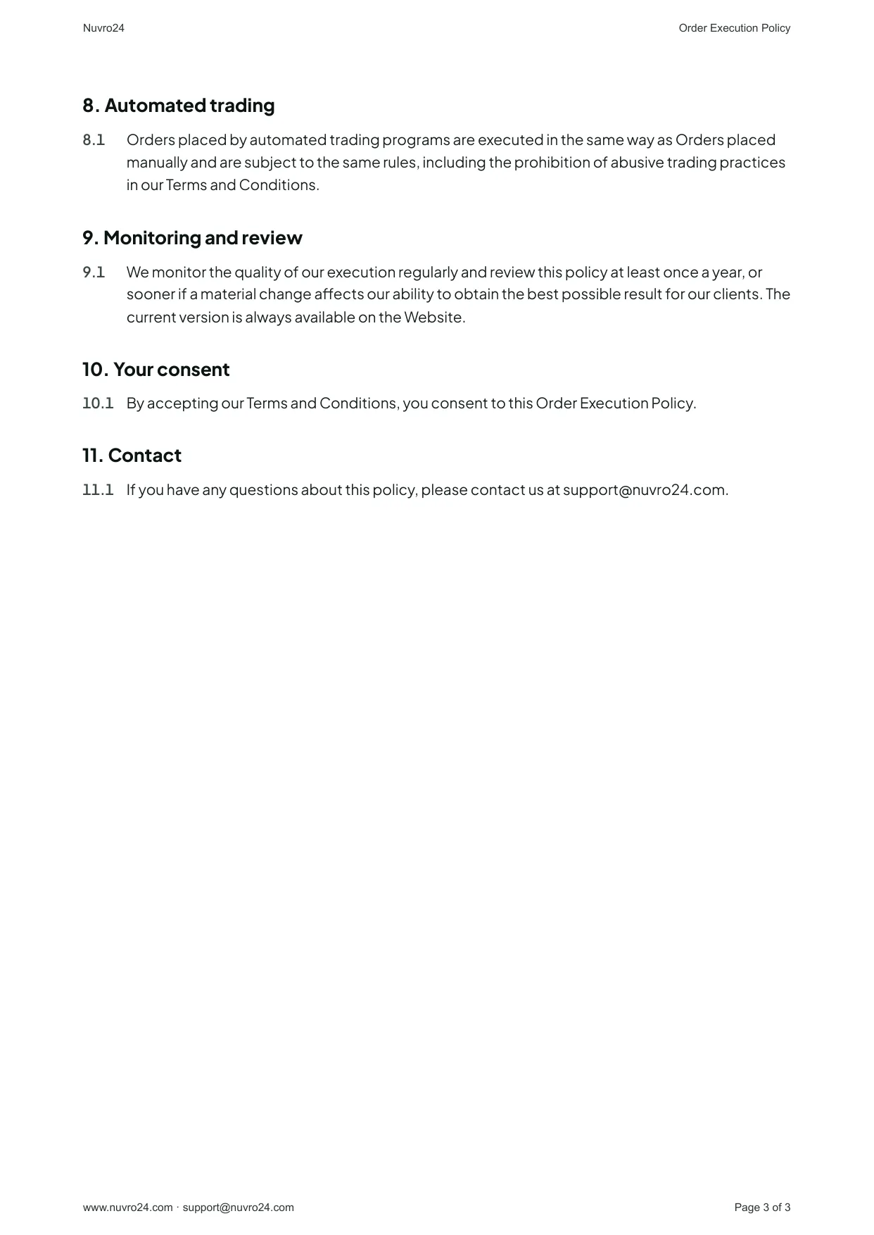 Order Execution Policy, page 3 of 3