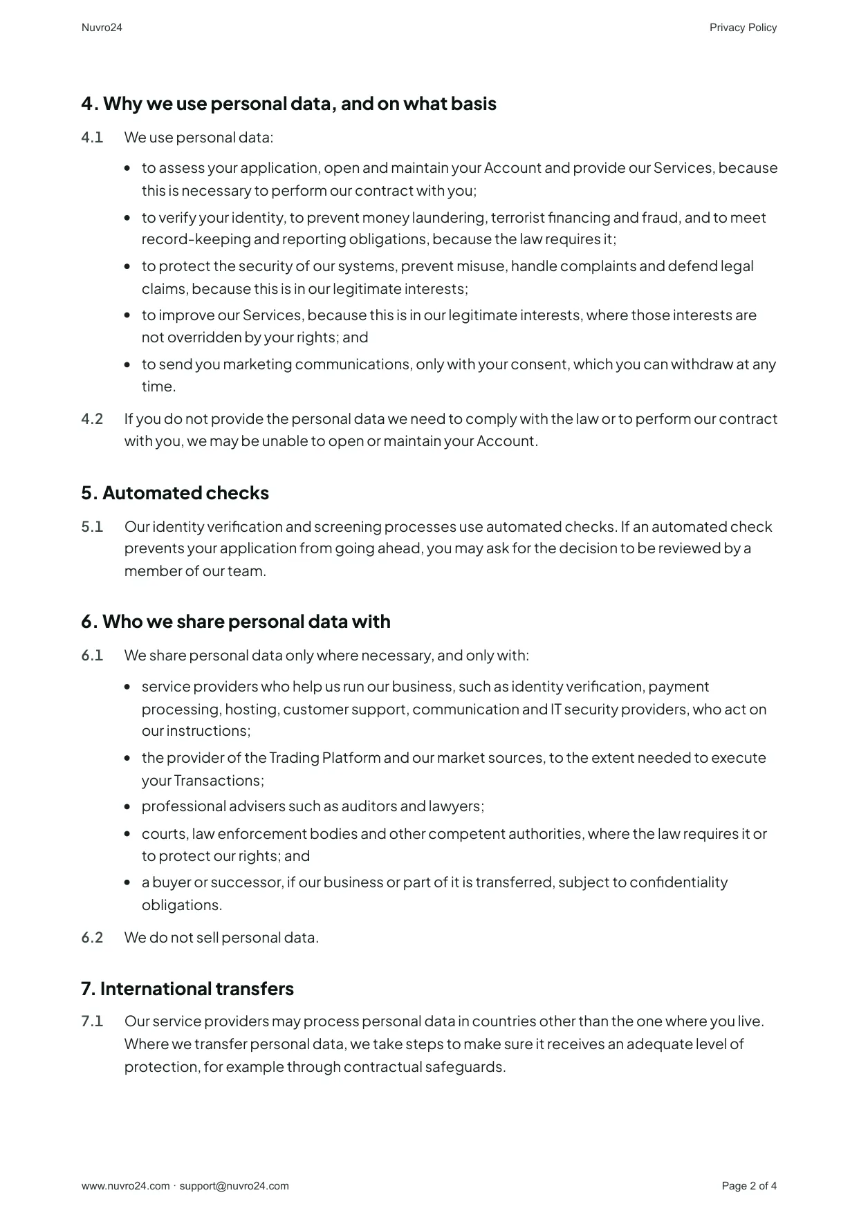 Privacy Policy, page 2 of 4