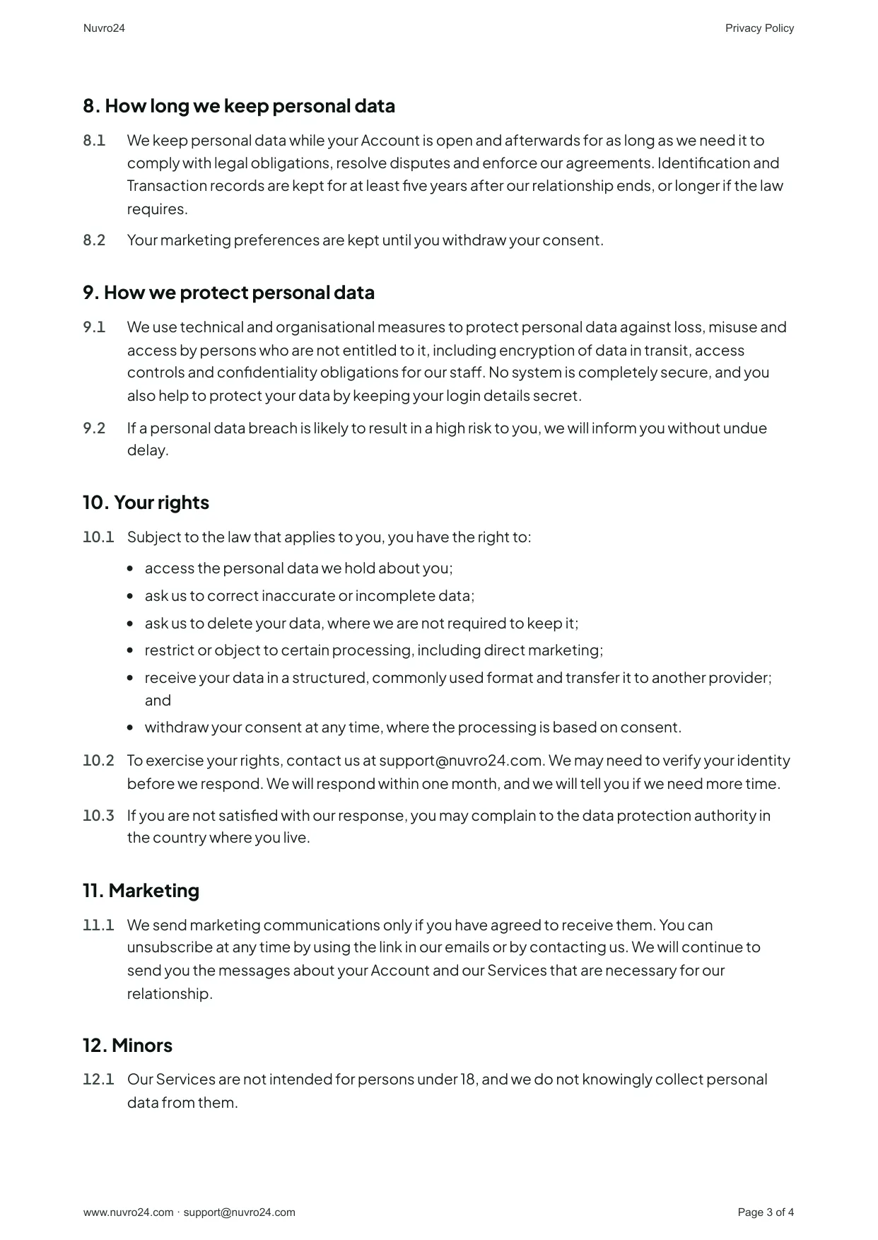 Privacy Policy, page 3 of 4
