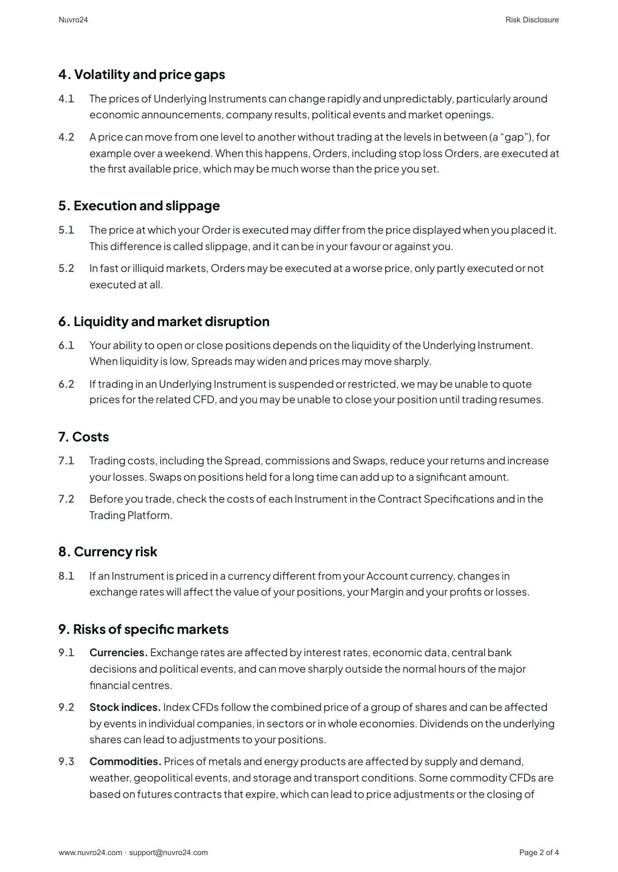 Risk Disclosure, page 2 of 4