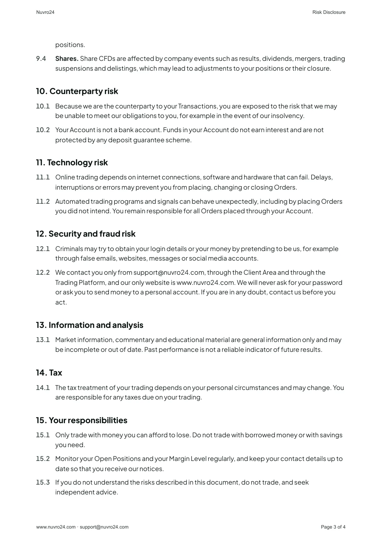 Risk Disclosure, page 3 of 4