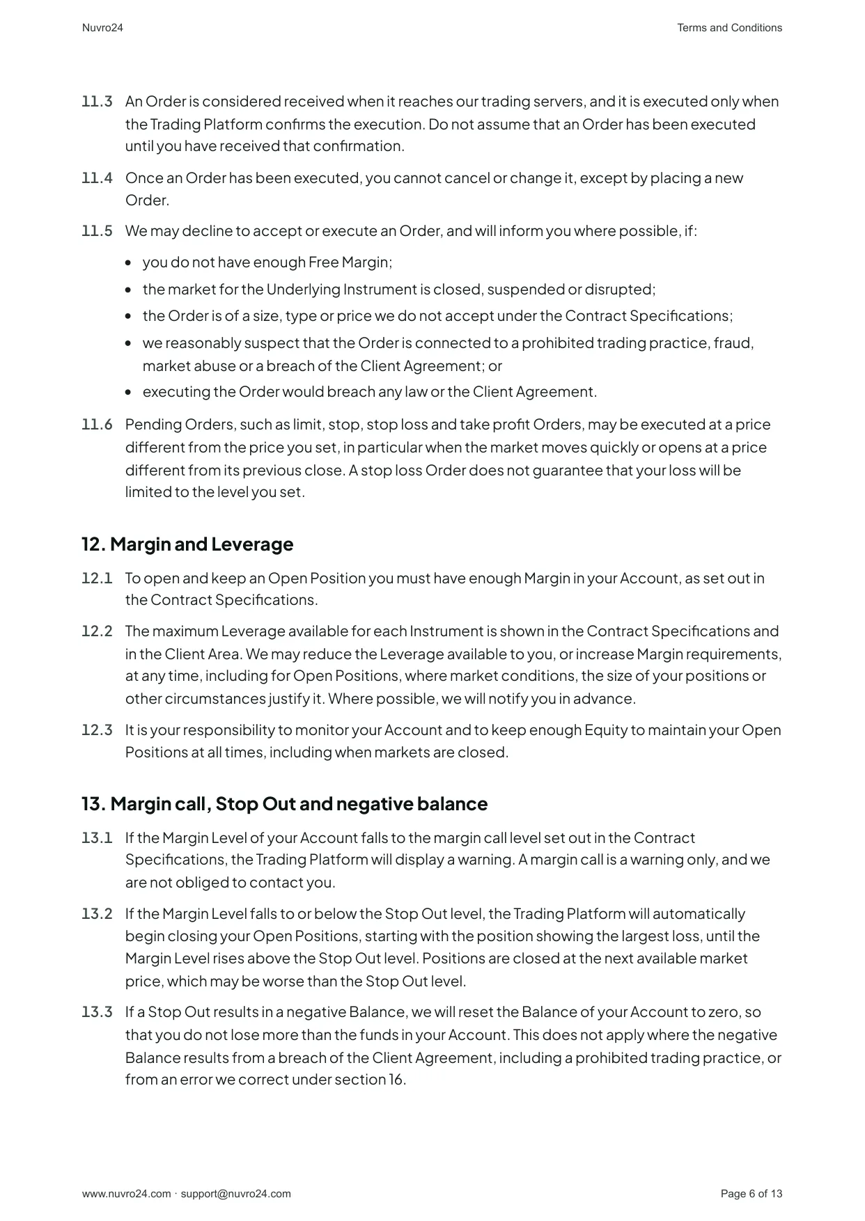 Terms and Conditions, page 6 of 13