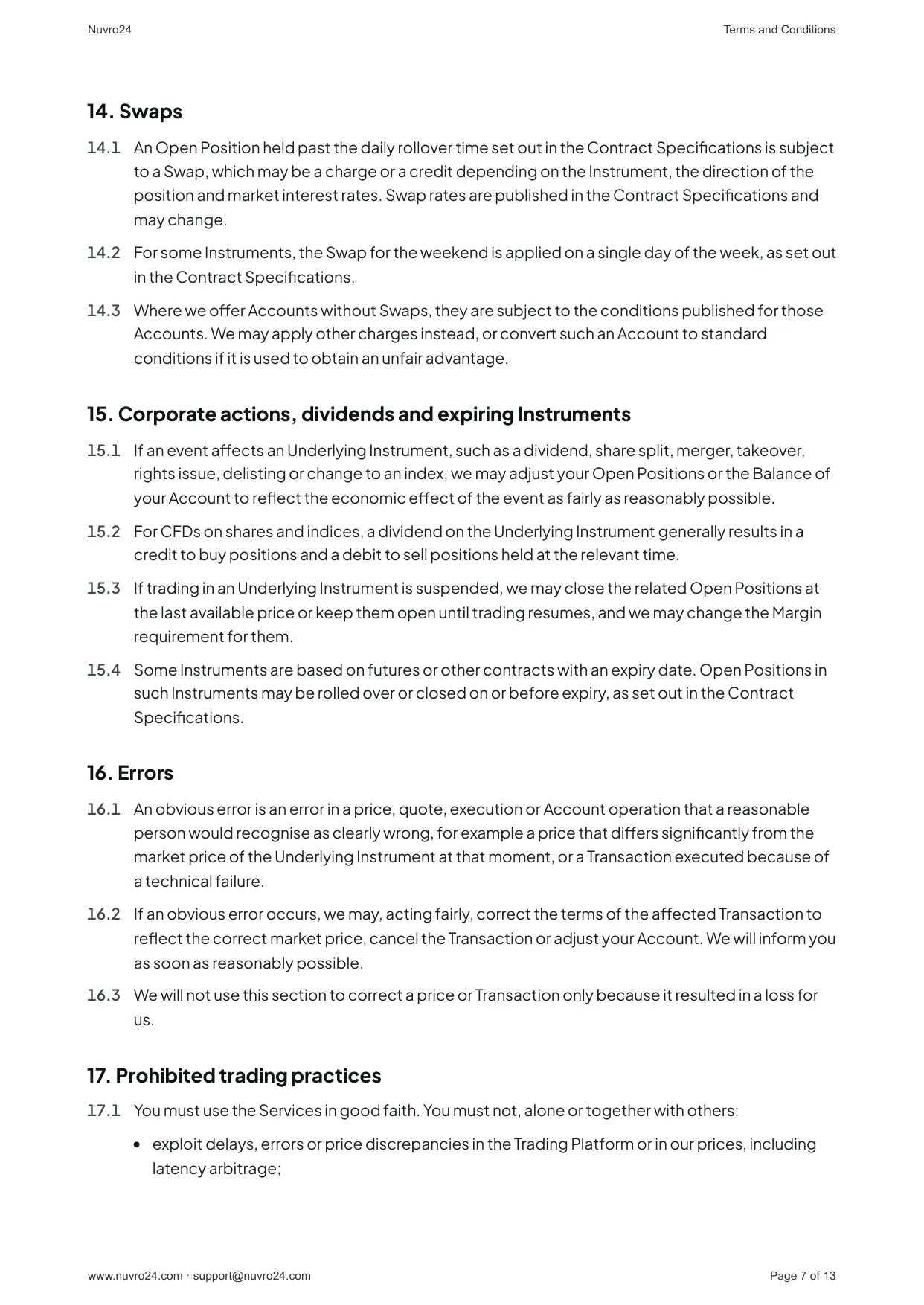 Terms and Conditions, page 7 of 13