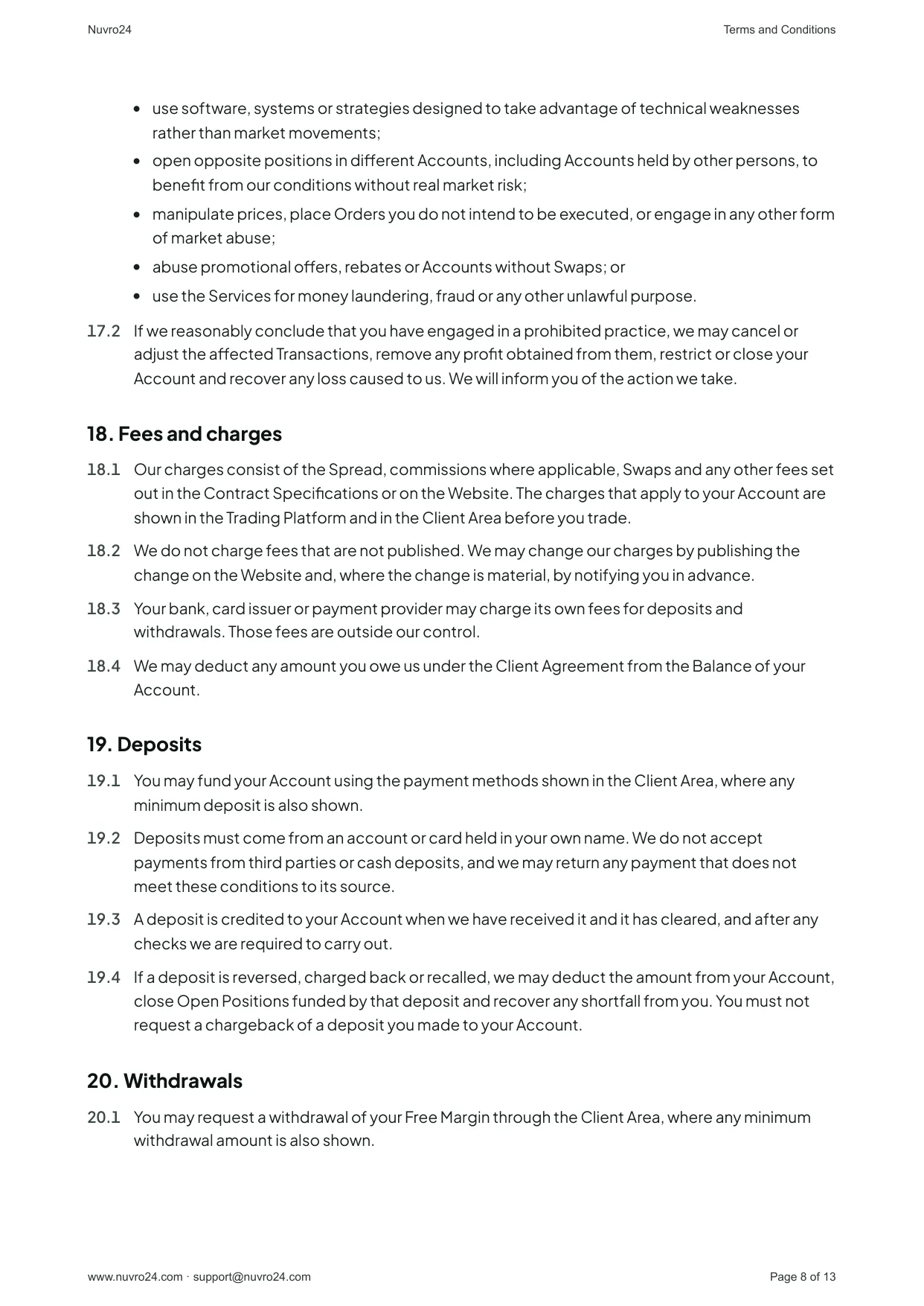 Terms and Conditions, page 8 of 13