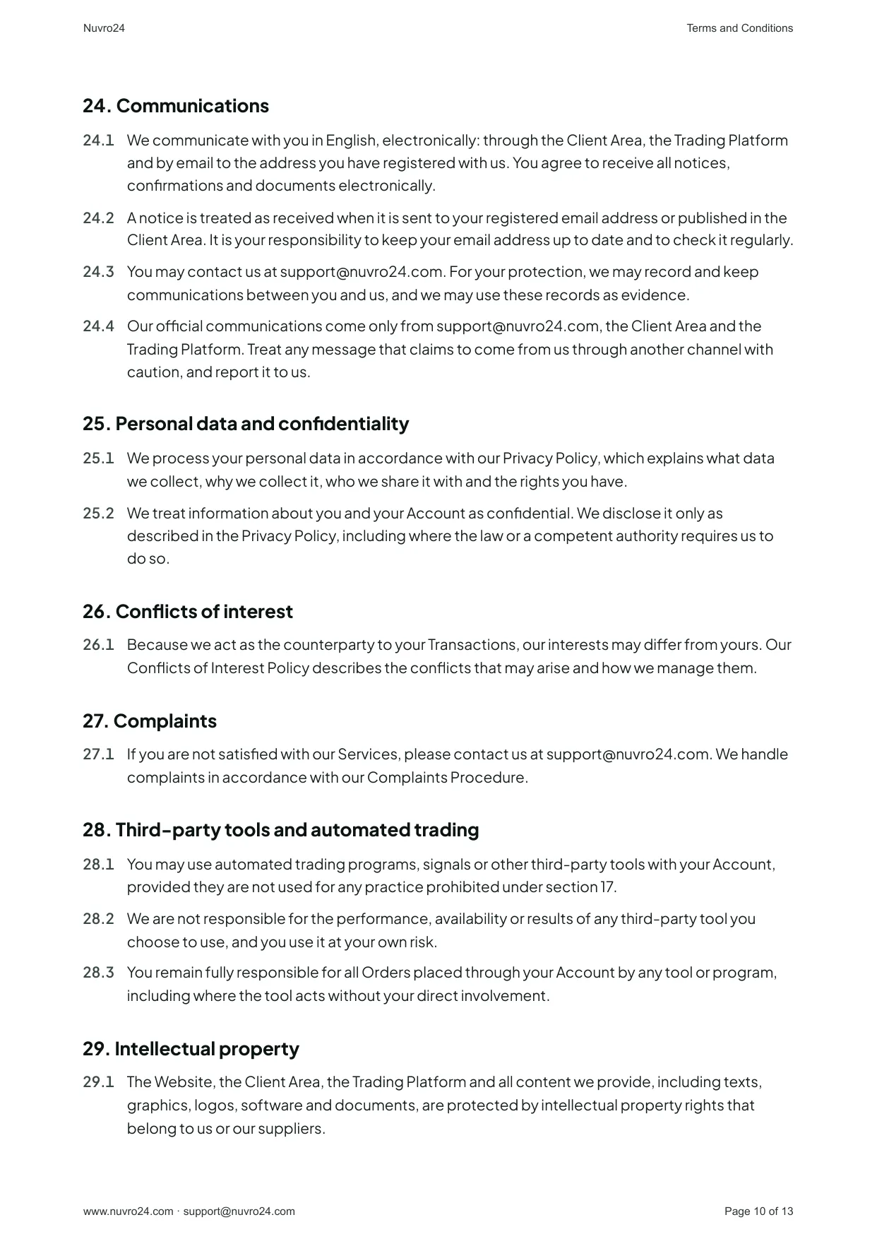 Terms and Conditions, page 10 of 13