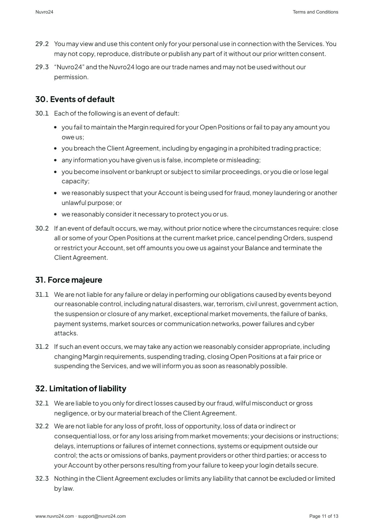 Terms and Conditions, page 11 of 13